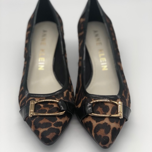 Anne Klein Shoes - Anne Klein Leopard Print Marylyn Buckle Kitten Heel size 8M